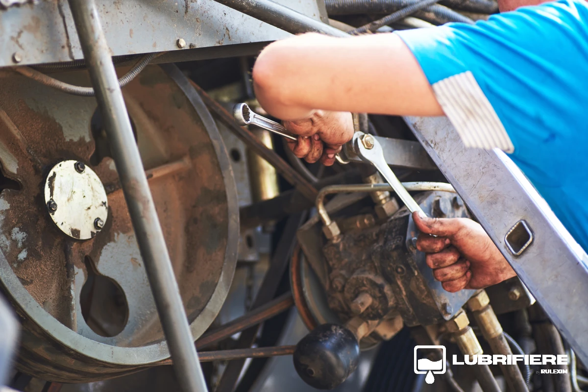 Barbat care lucreaza la utilaj